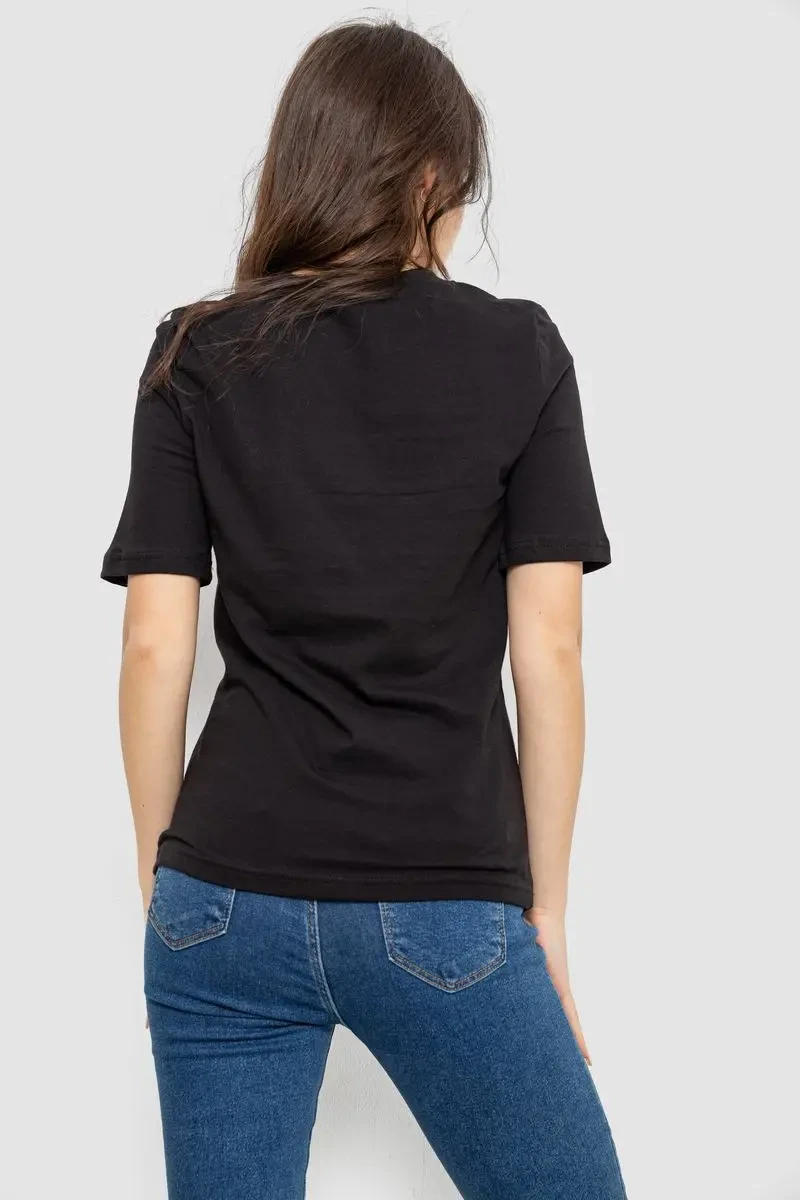 Футболка жіноча з принтом, колір чорний, 241R1830 4
