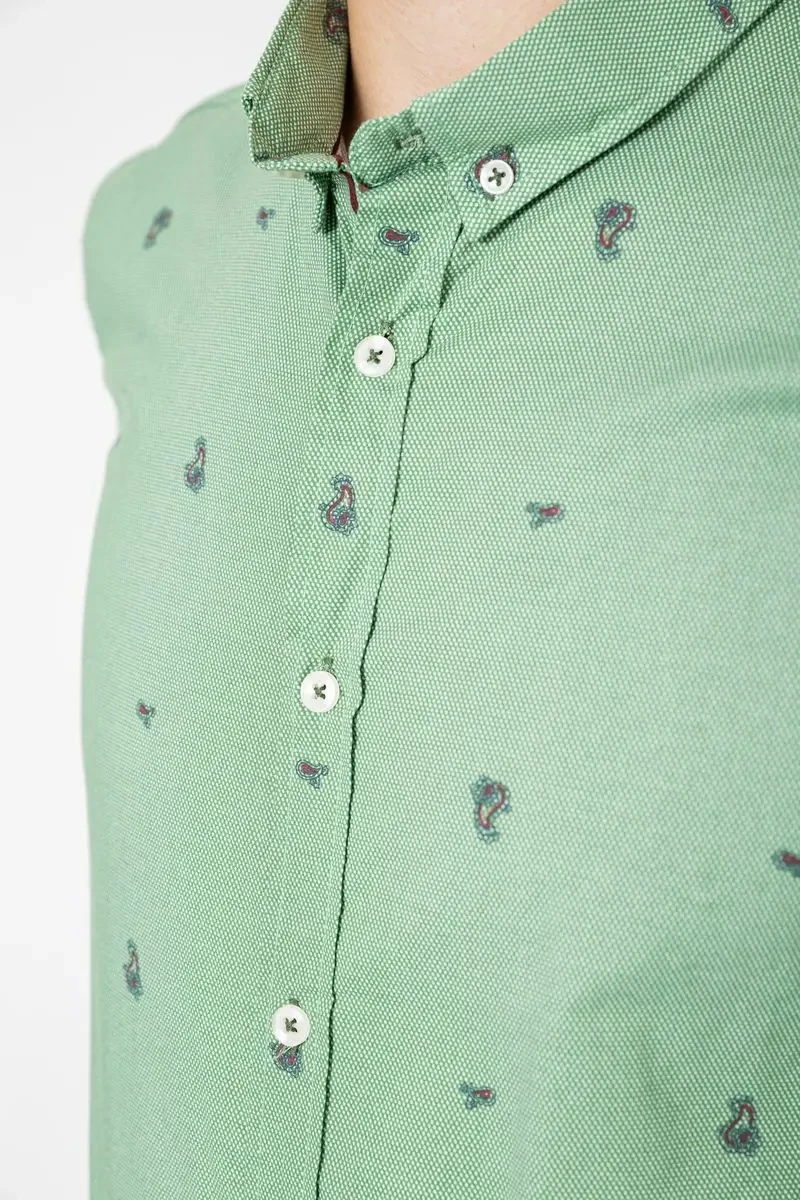 Сорочка чоловіча котонова повсякденна, колір зелений, 247R414 5