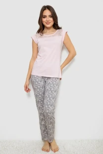 Жіноча піжама з принтом, колір рожевий, 243R1484-004