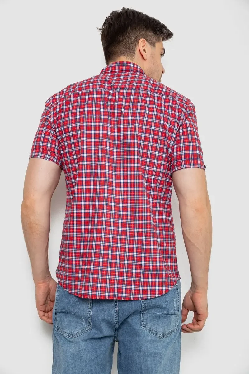 Сорочка чоловіча в клітку, колір червоний, 214R2445-6 4