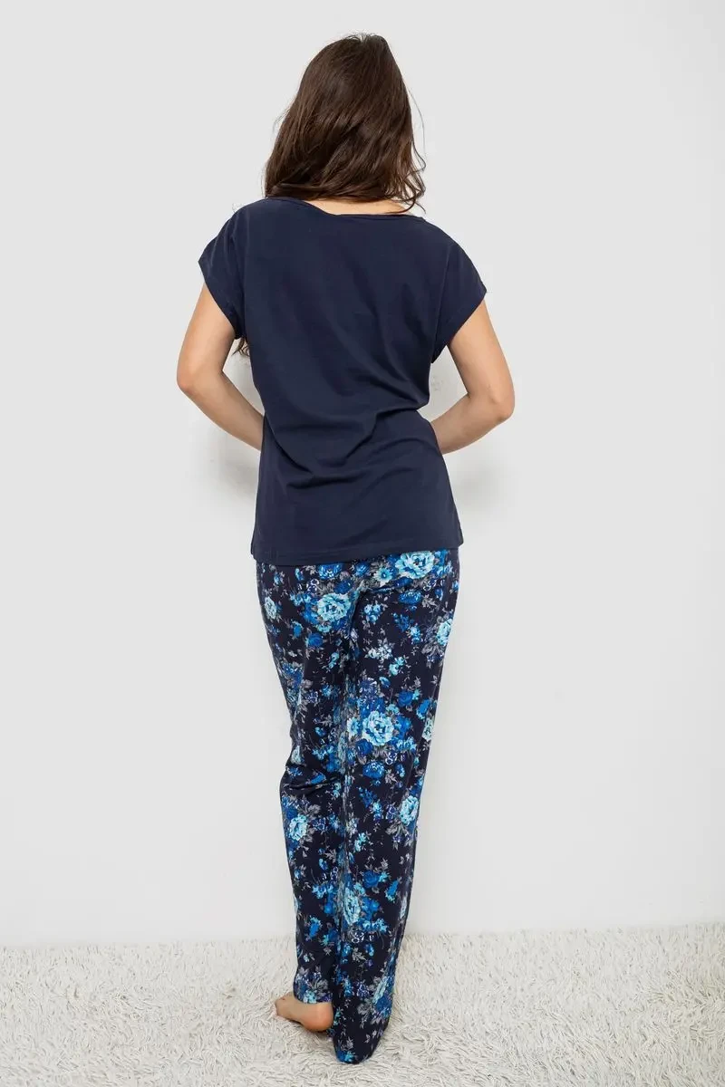 Жіноча піжама з принтом, колір синій, 243R1484-003 4
