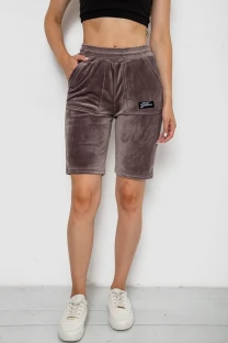 Шорти жіночі  велюрові, колір коричневий, 238R58169-1