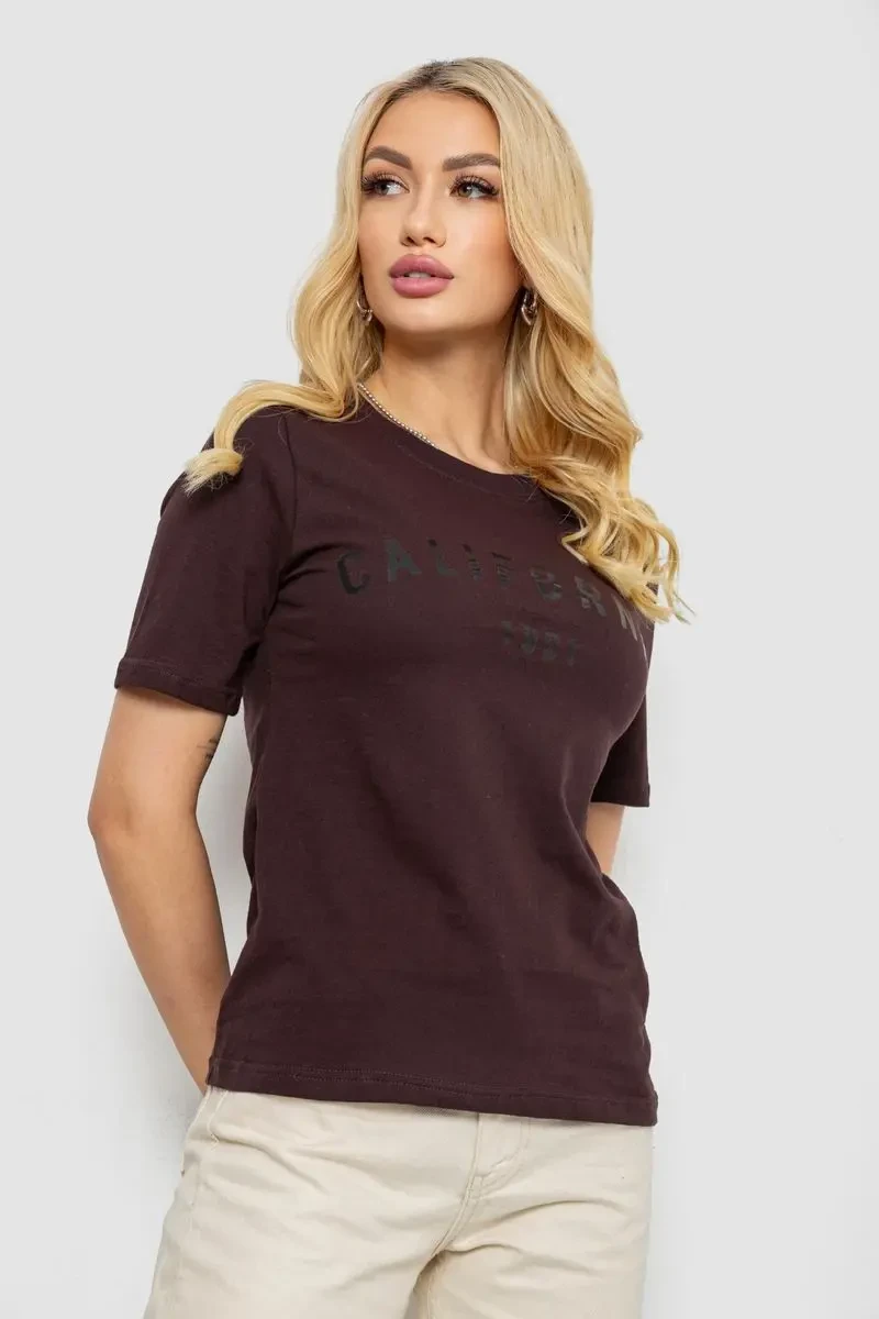 Футболка жіноча з принтом 241R130, колір шоколадний, 241R131 3