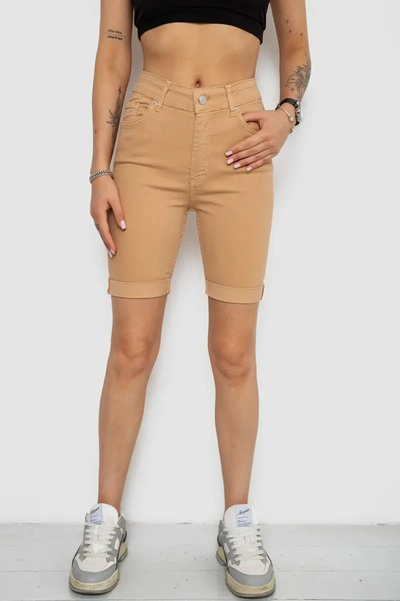 Шорти джинсові жіночі, колір бежевий, 182R1700