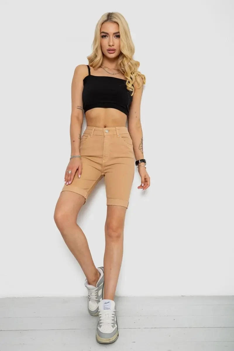 Шорти джинсові жіночі, колір бежевий, 182R1700 2