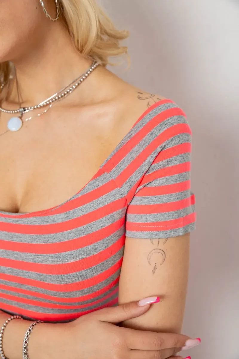 Сукня в смужку, колір сіро-рожевий, 244R536-1 5