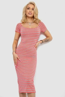 Сукня в смужку, колір сіро-рожевий, 244R536-1