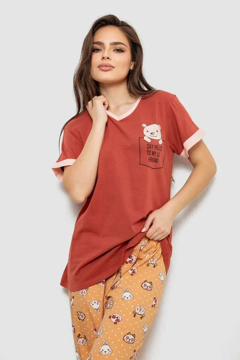 Піжама жіноча, колір теракотовий, 243R1602-017 2