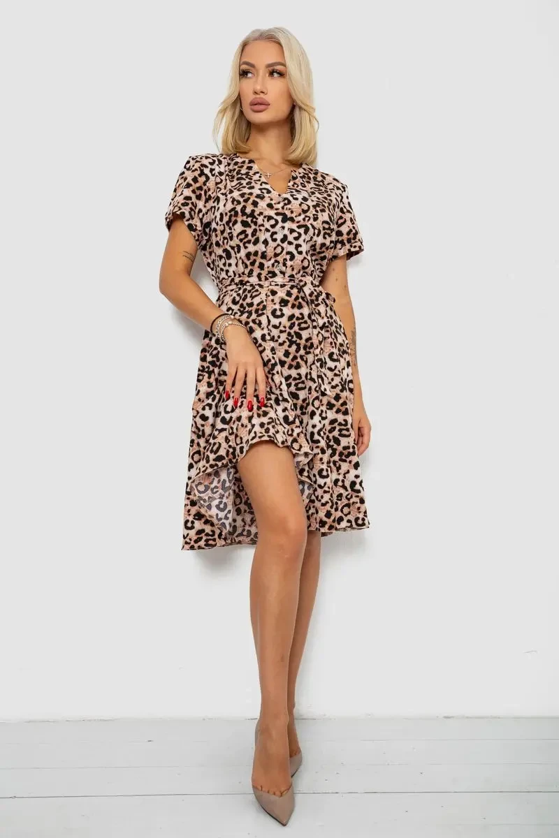 Сукня софт з принтом, колір бежево-чорний, 230R0032-4 2