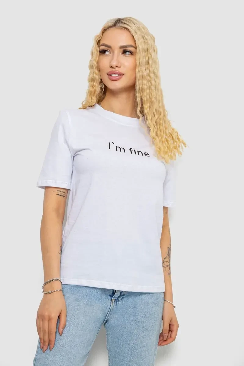 Футболка жіноча з принтом, колір білий, 241R1833