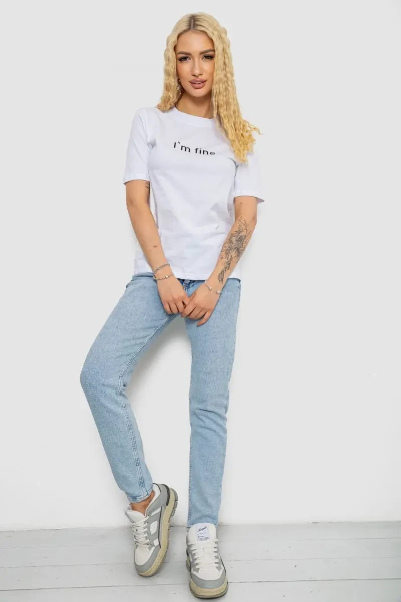 Футболка жіноча з принтом, колір білий, 241R1833 2