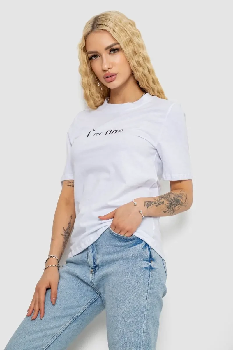 Футболка жіноча з принтом, колір білий, 241R1833 3