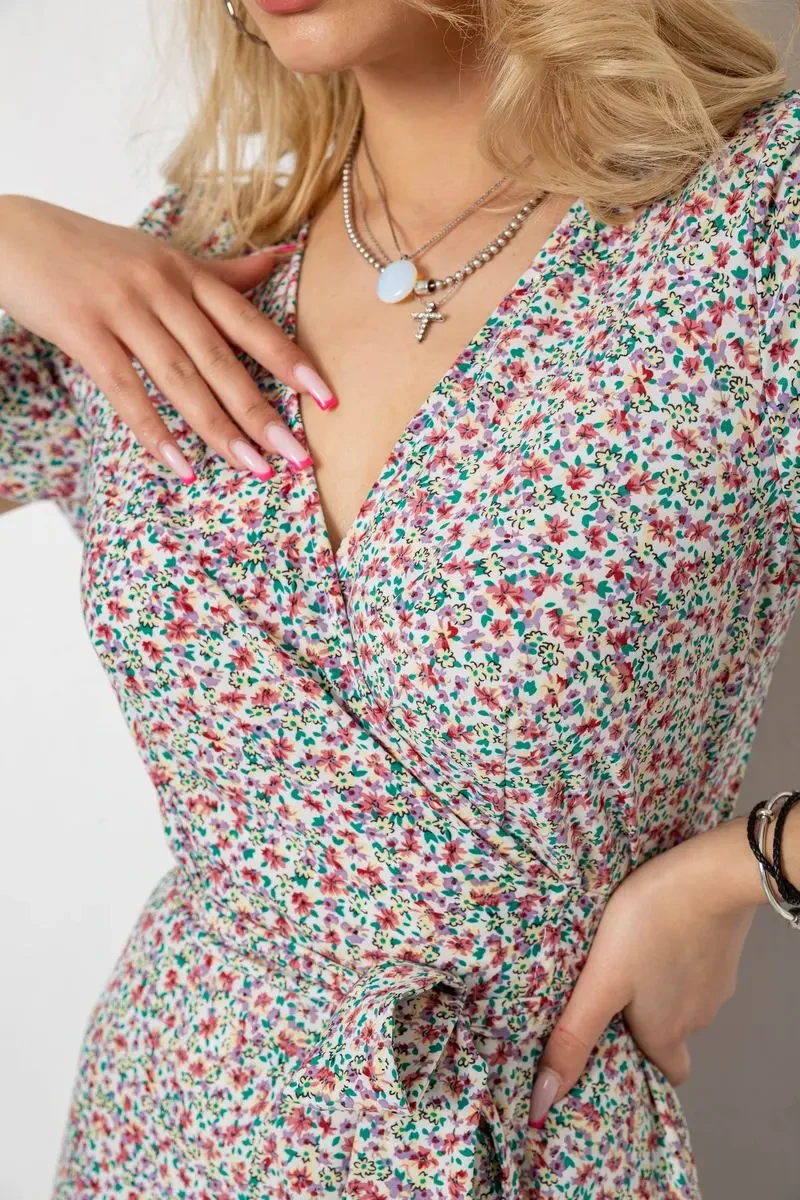 Сарафан із квітковим принтом на запах, колір різноколір, 241R185 5