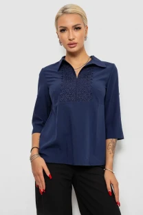 Блуза однотонна, колір синій, 230R70-1