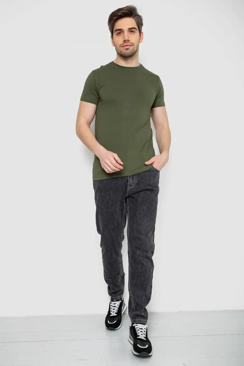 Футболка чоловіча однотонна базова, колір хакі, 244R2408 2