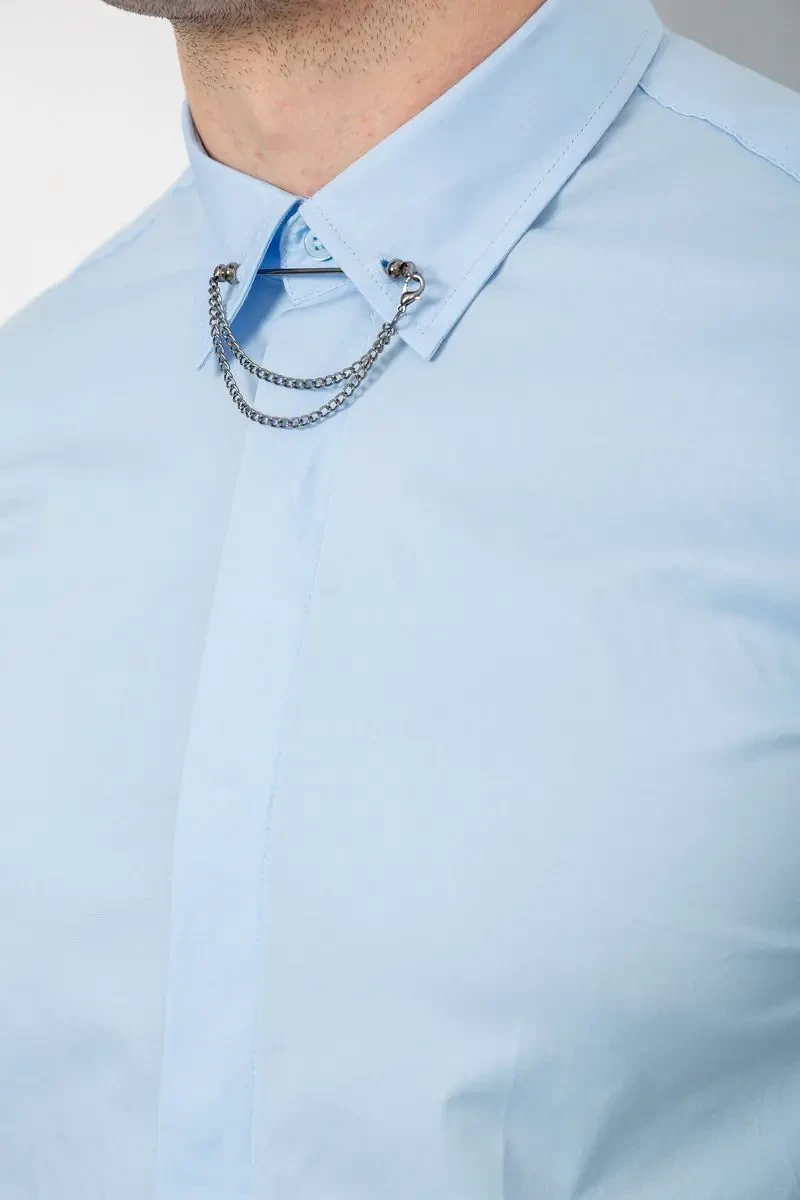 Сорочка чоловіча однотонна, колір блакитний, 214R6917 5