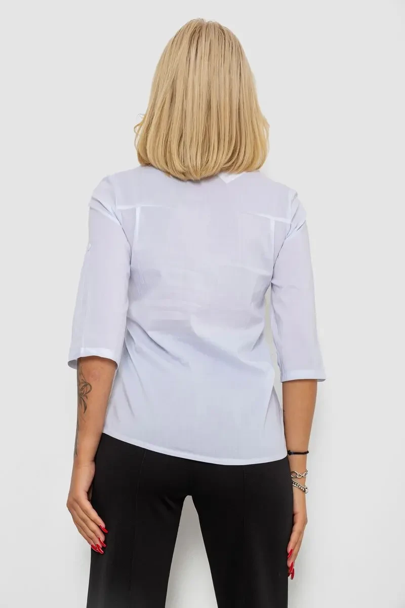 Блуза однотонна, колір білий, 230RP-96-1 4