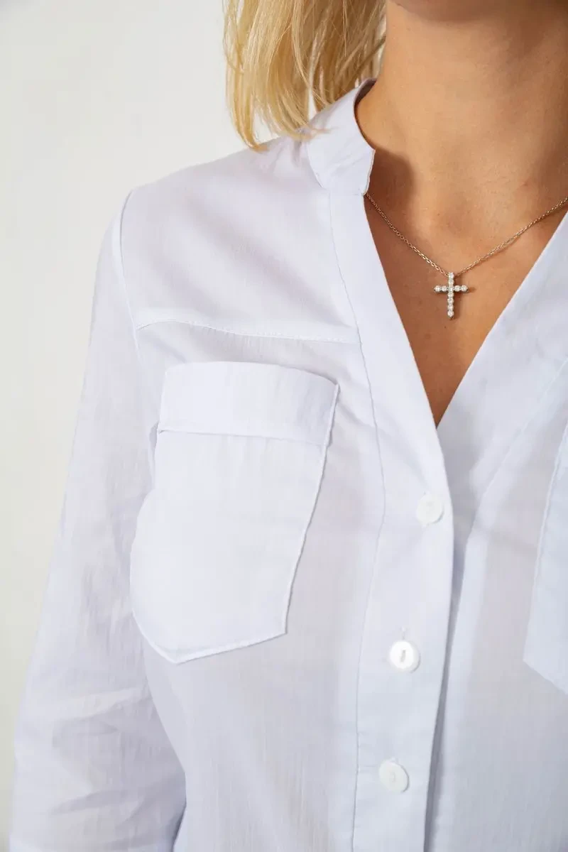 Блуза однотонна, колір білий, 230RP-96-1 5