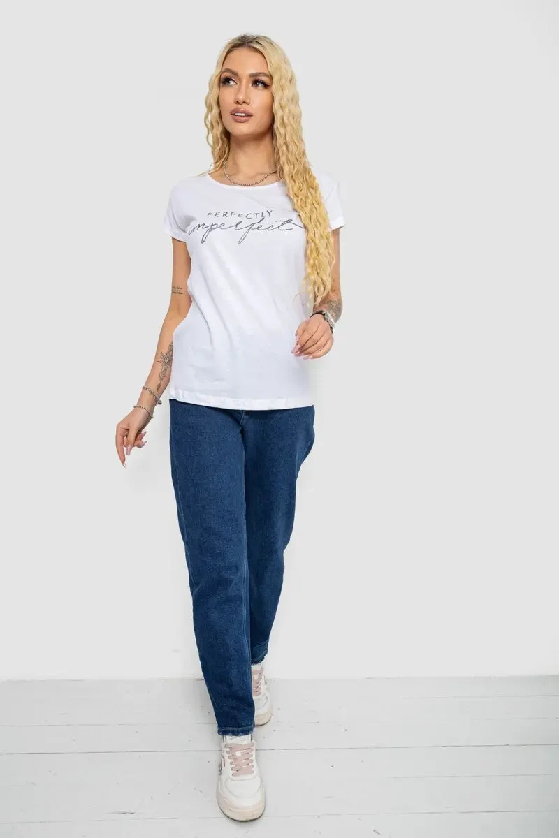Футболка жіноча з принтом, колір білий, 244R2208-1 2