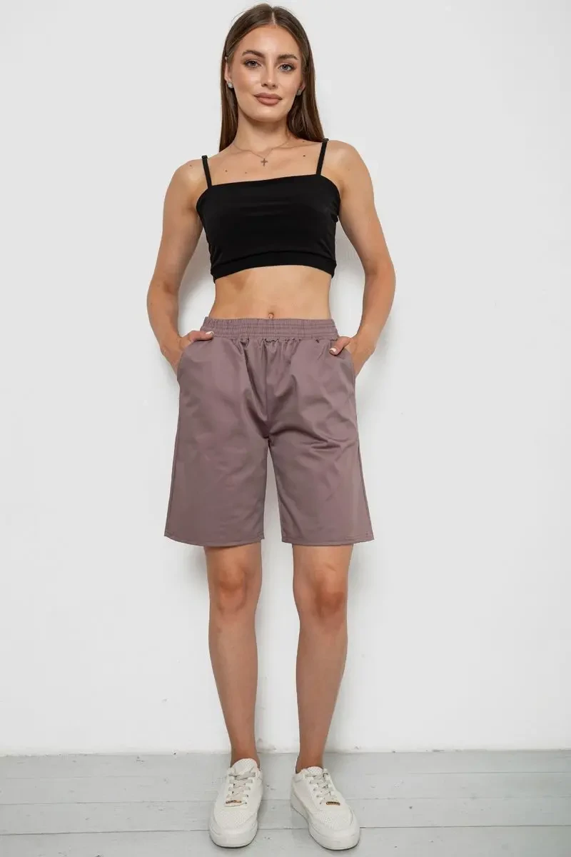 Шорти жіночі однотонні, колір мокко, 238R315-1 2