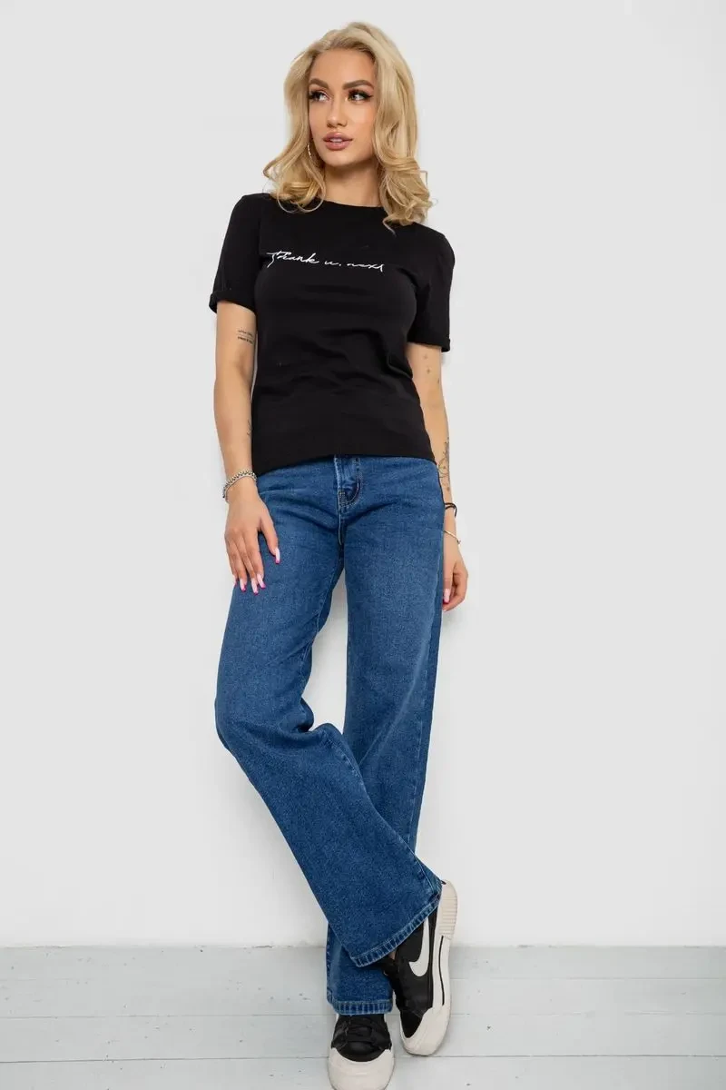 Футболка жіноча з принтом, колір чорний, 238R57561 2