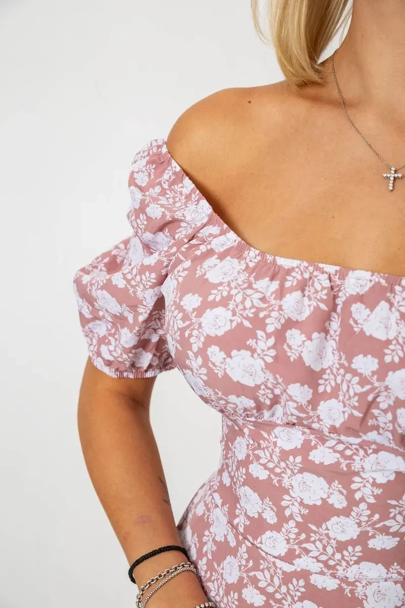 Сукня софт з принтом 230R01005, колір пудровий, 230R0105 5