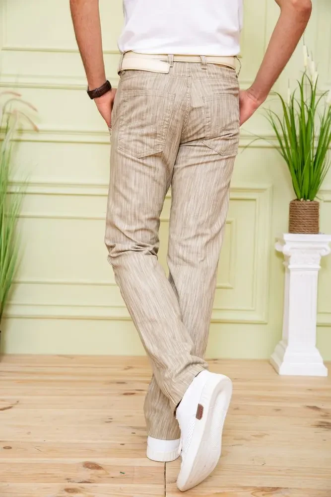 Чоловічі літні штани, вільного крою, бежевого кольору, 167R7055-1 4