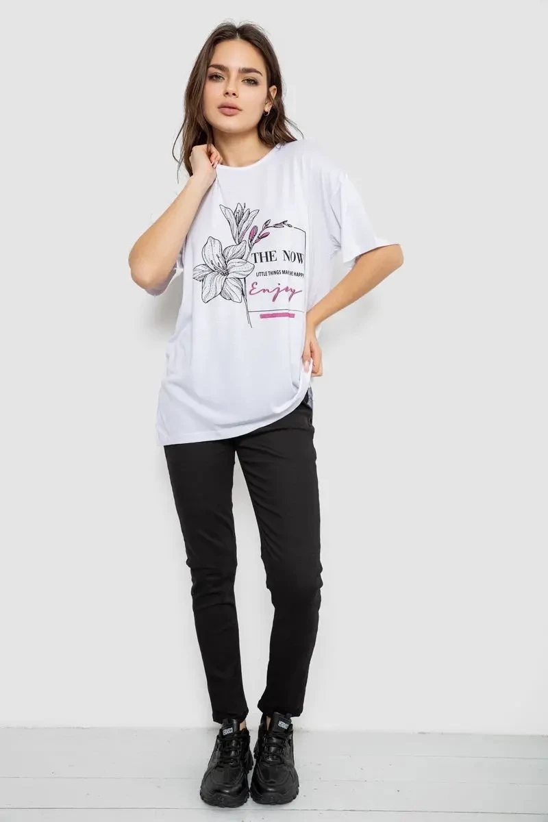 Футболка жіноча з принтом, колір білий, 244R605 2