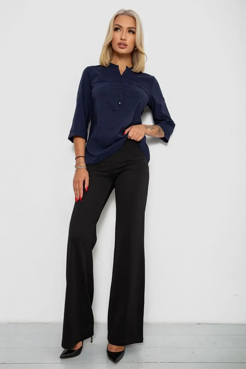 Блуза однотонна, колір синій, 230R97 2