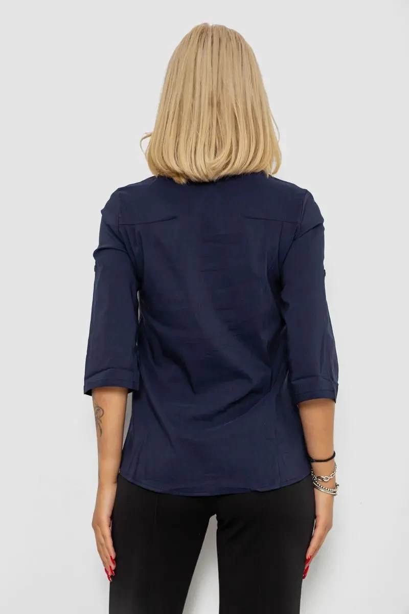 Блуза однотонна, колір синій, 230R97 4