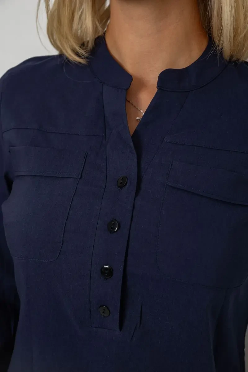 Блуза однотонна, колір синій, 230R97 5