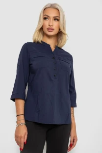 Блуза однотонна, колір синій, 230R97