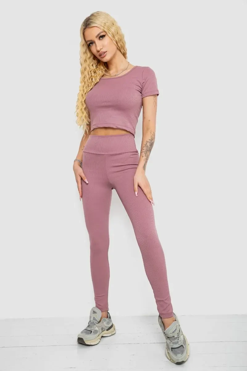 Костюм жіночий в рубчик, колір сливовий, 221R3609 3