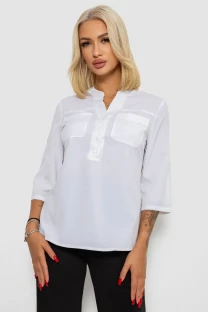 Блуза однотонна, колір білий, 230R97