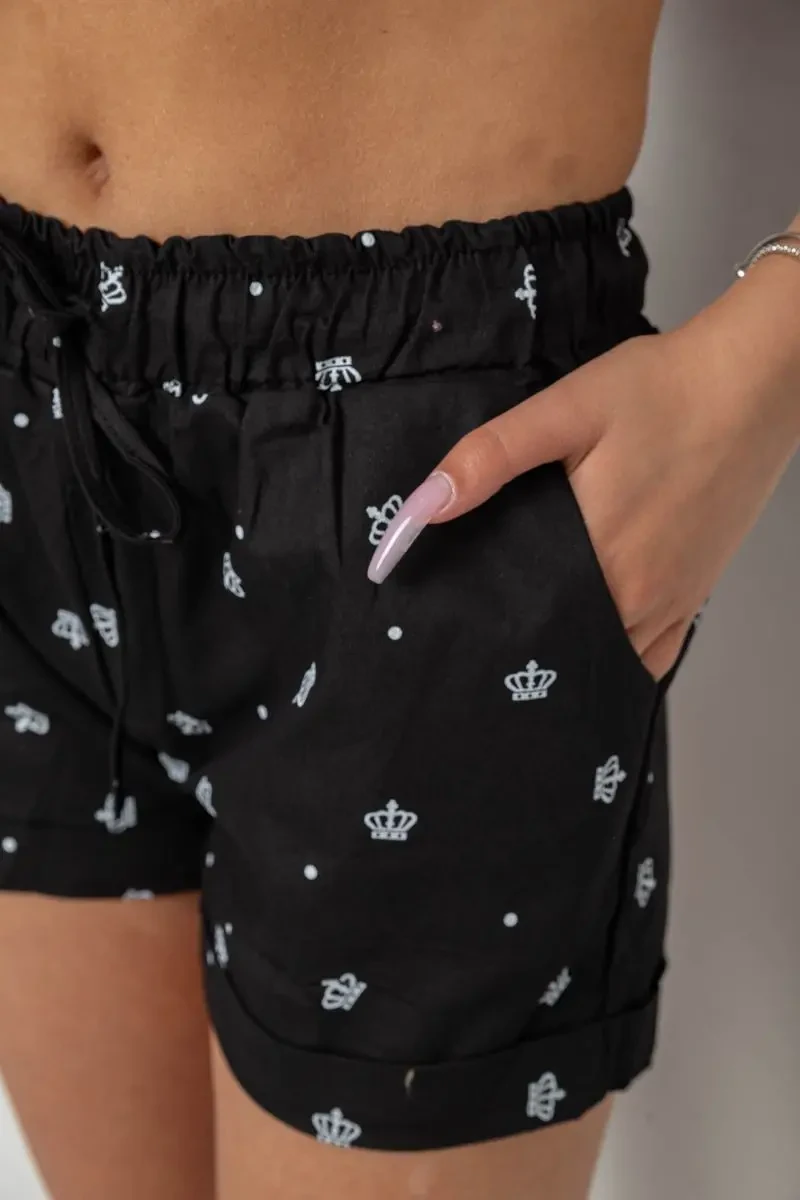 Шорти жіночі з принтом, колір чорний, 238R7164 5