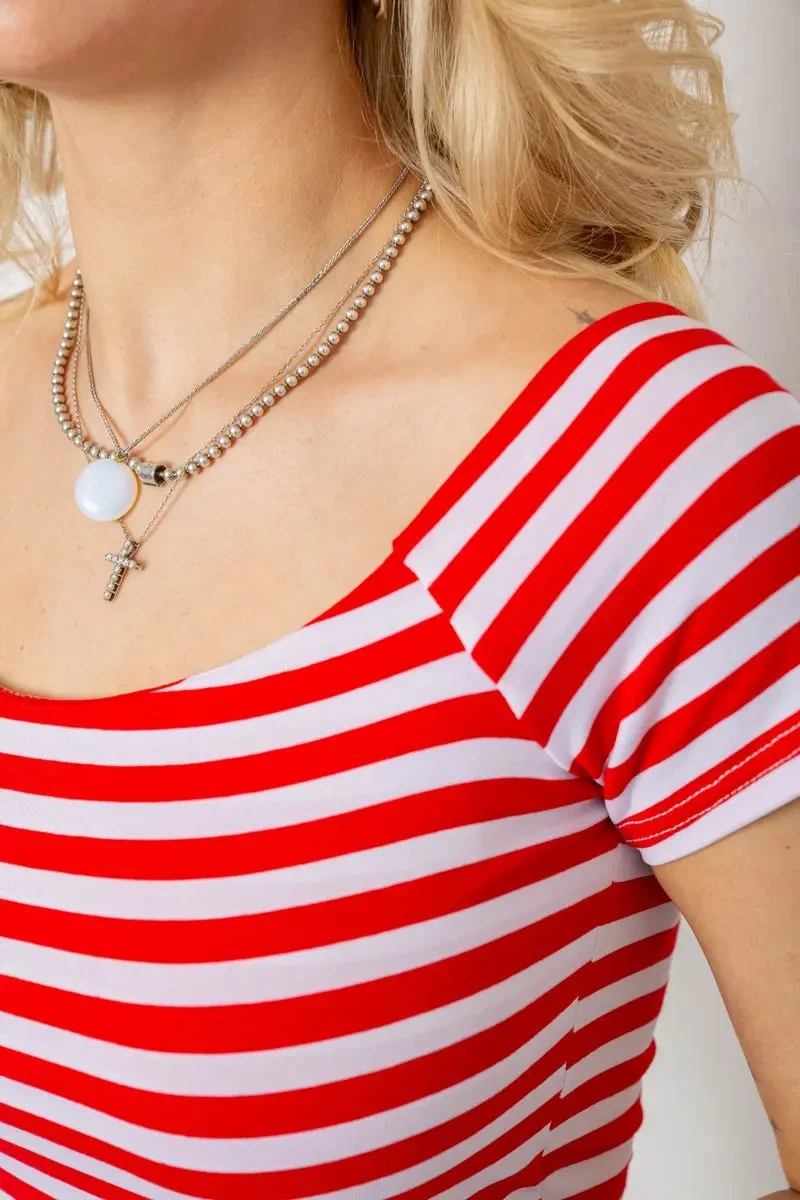 Сукня в смужку, колір червоно-білий, 244R536-1 5