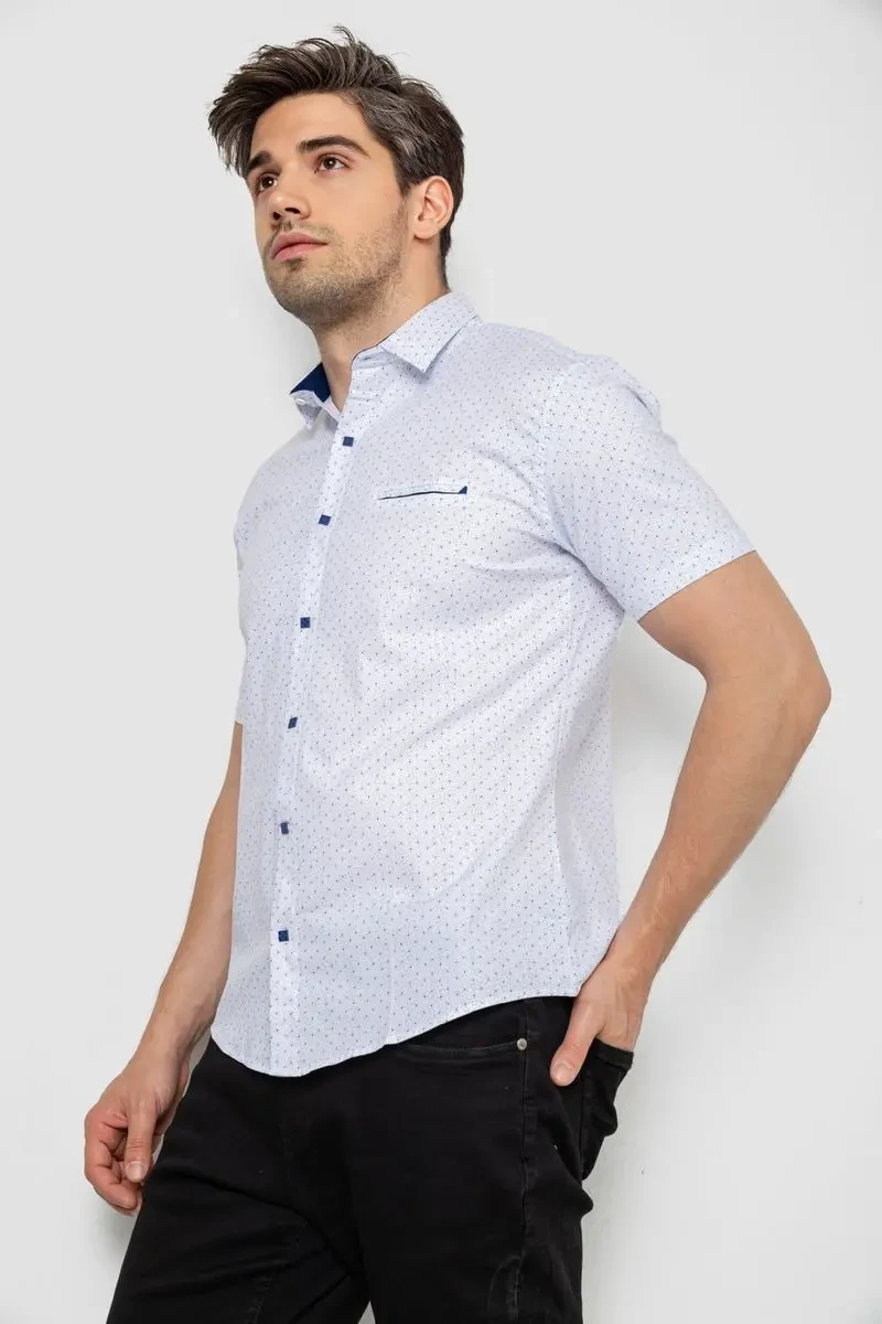 Сорочка чоловіча з принтом, колір біло-синій, 214R7332 3