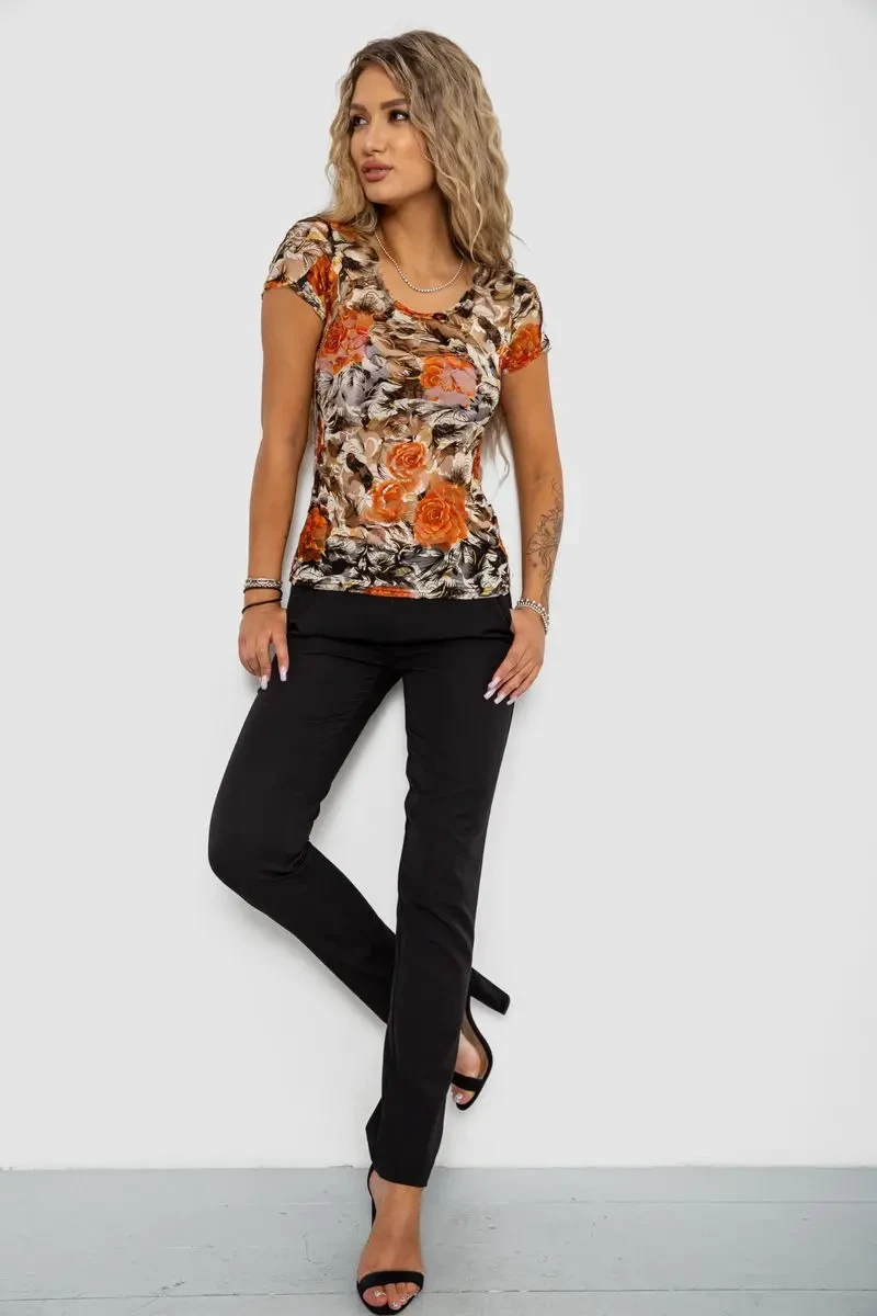 Футболка жіноча сітка, колір бежево-помаранчевий, 186R628 2