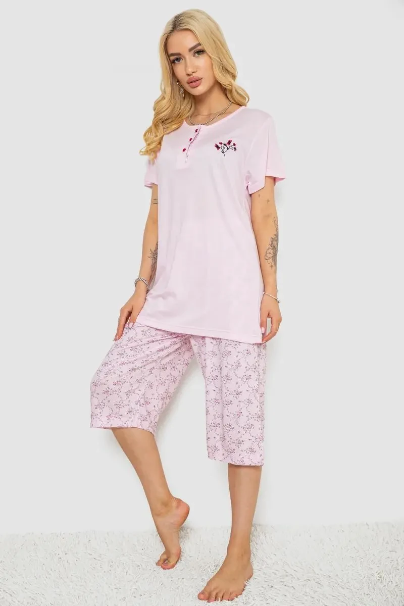Піжама жіноча з принтом, колір рожевий, 243R6921 3