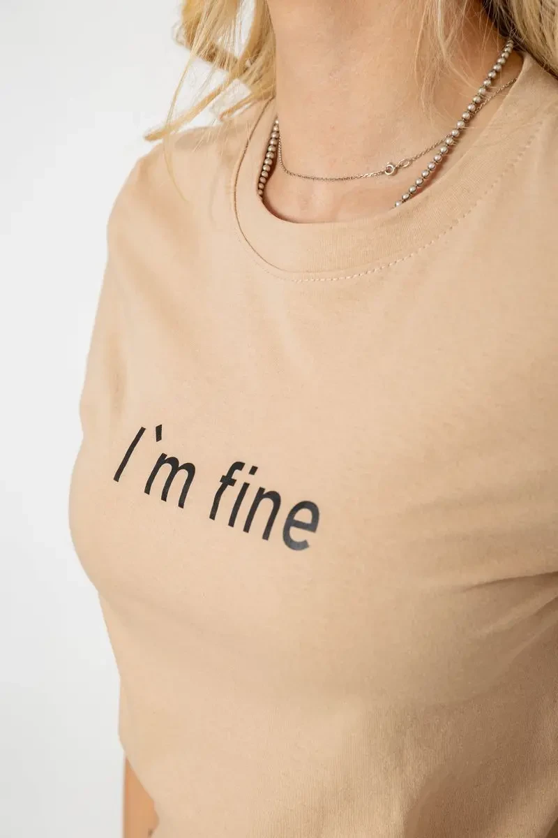 Футболка жіноча з принтом, колір бежевий, 241R1833 5