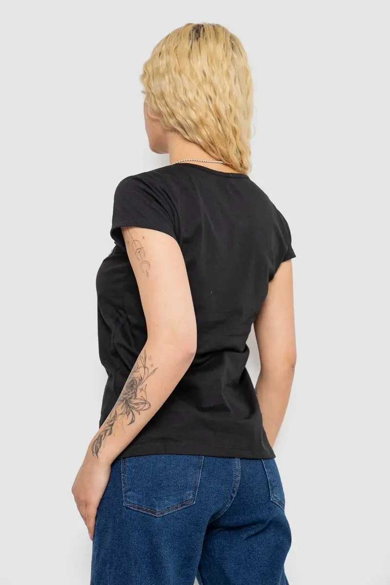 Футболка жіноча з патріотичним принтом, колір чорний, 244R2213 4