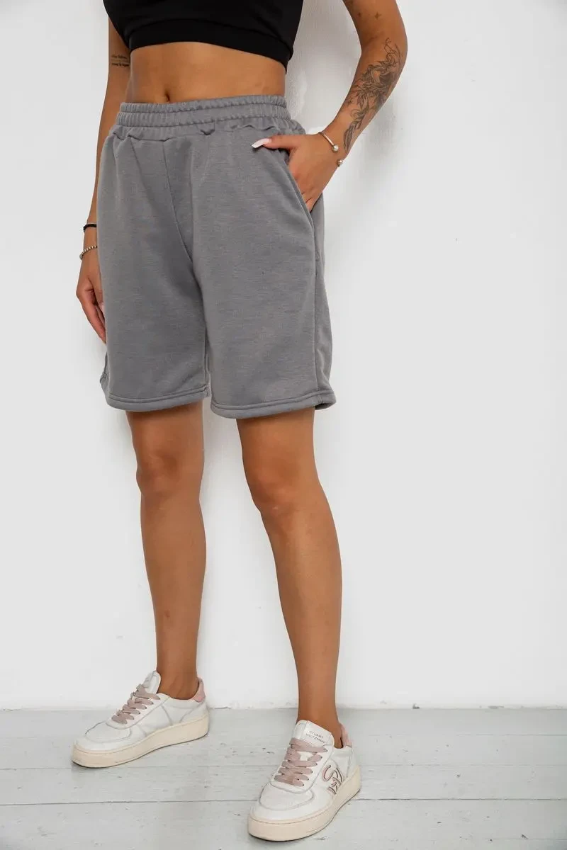 Шорти жіночі однотонні, колір сірий, 238R57820-1 3