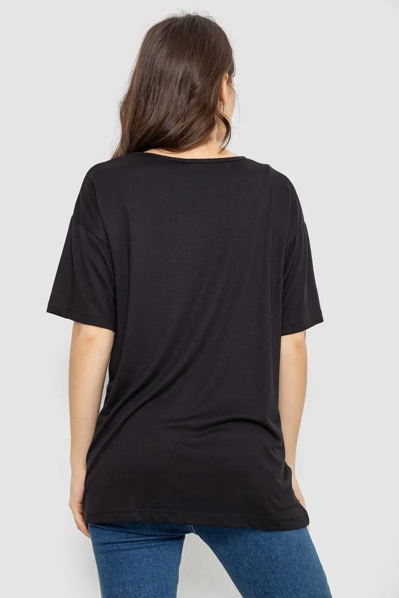 Футболка жіноча з принтом, колір чорний, 244R602 4