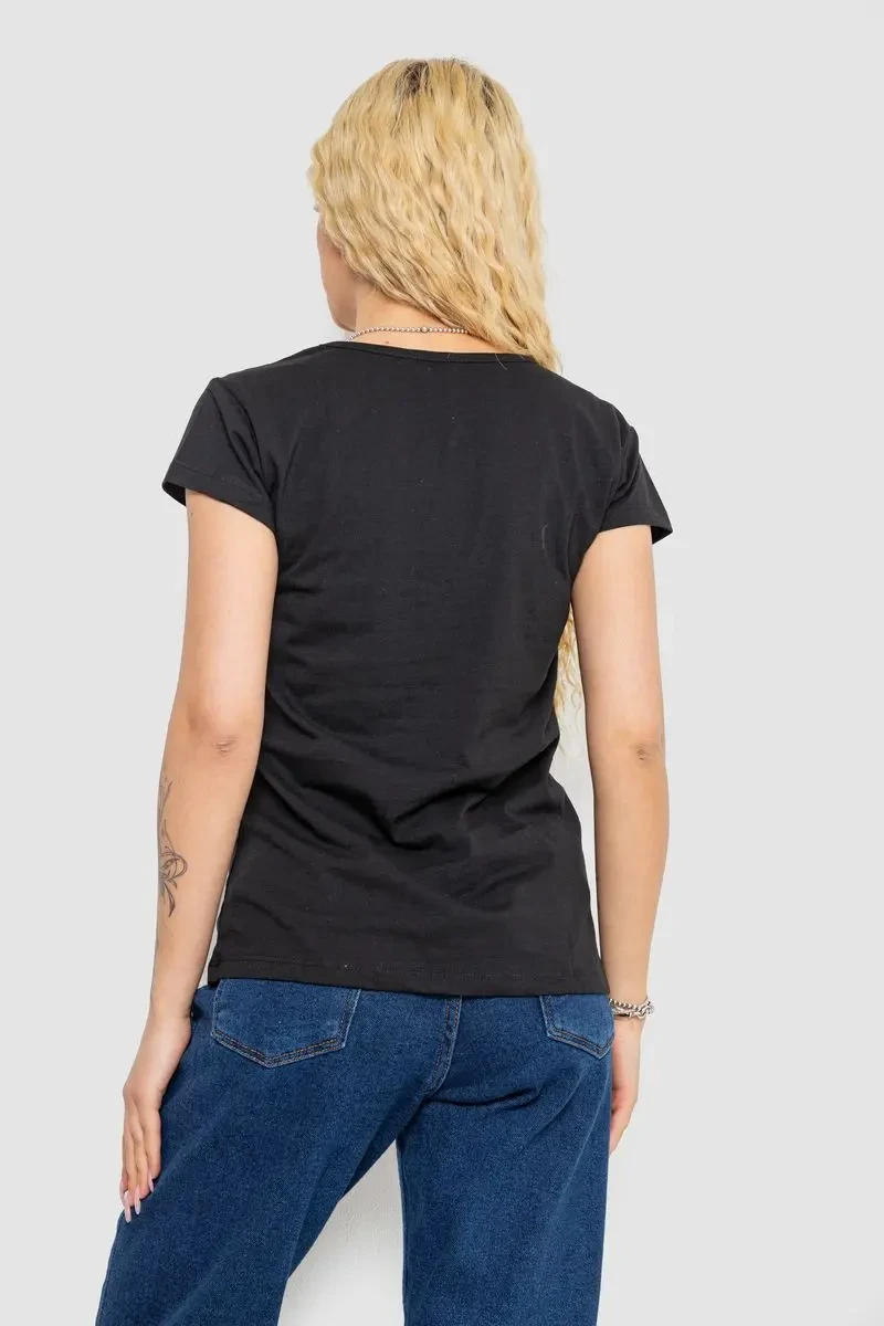 Футболка жіноча з принтом, колір чорний, 244R2217 4