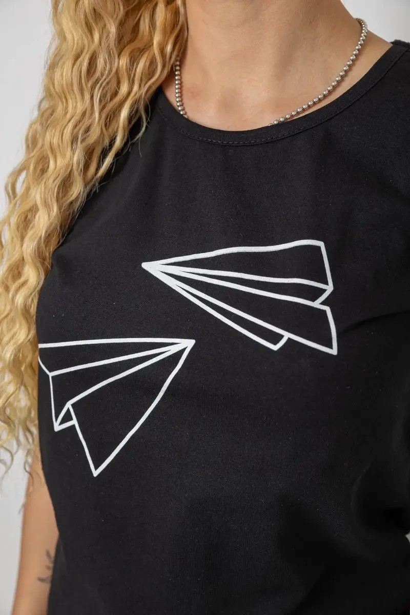 Футболка жіноча з принтом, колір чорний, 244R2217 5