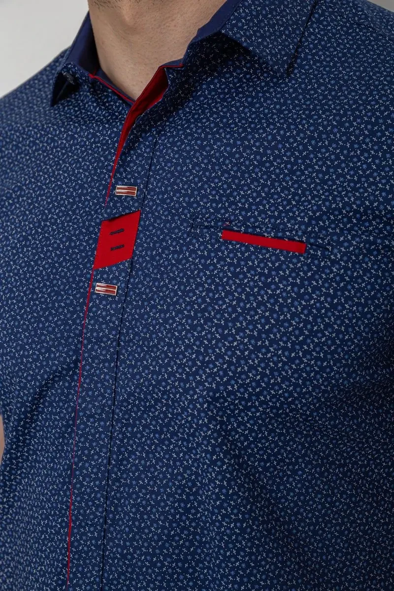 Сорочка чоловіча з принтом, колір синій, 214R7018 5