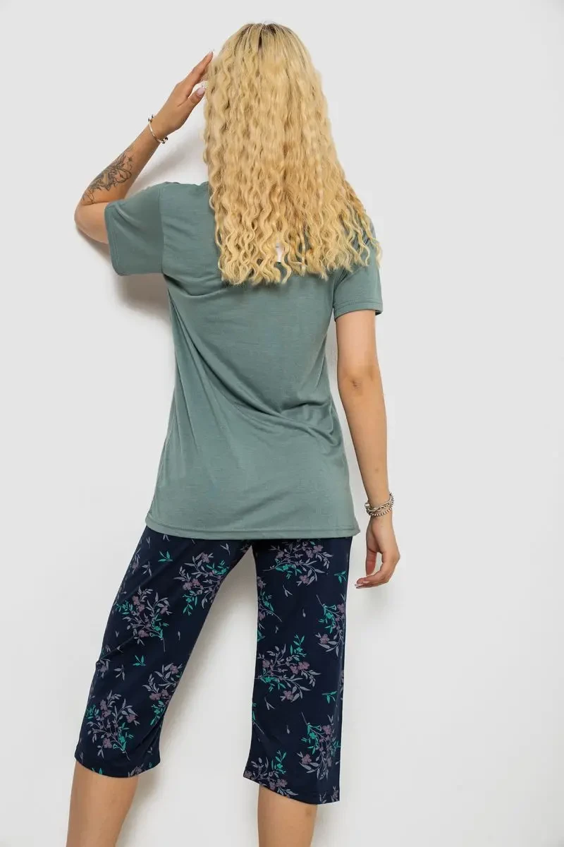 Піжама жіноча з принтом, колір оливковий, 243R10302 4