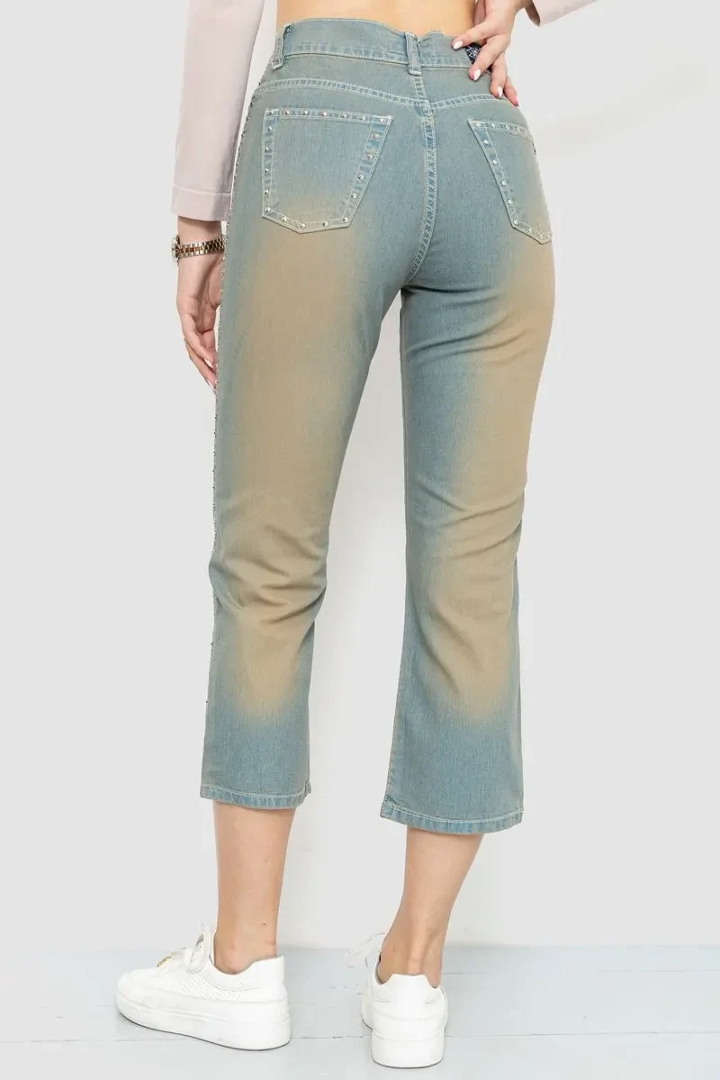 Капрі жіночі з потертостями, колір синьо-коричневий, 201R628-1 4