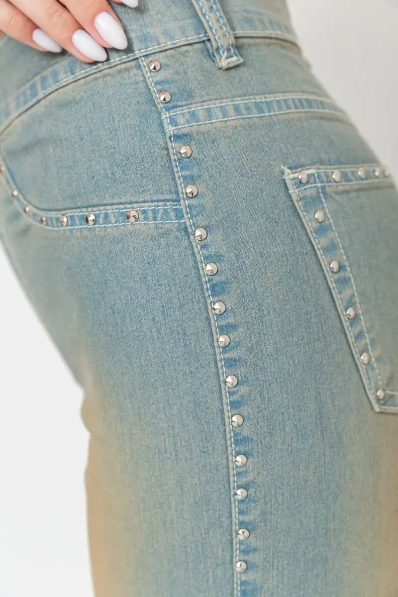 Капрі жіночі з потертостями, колір синьо-коричневий, 201R628-1 5