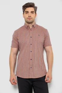Сорочка чоловіча в клітку, колір помаранчевий, 214R2445
